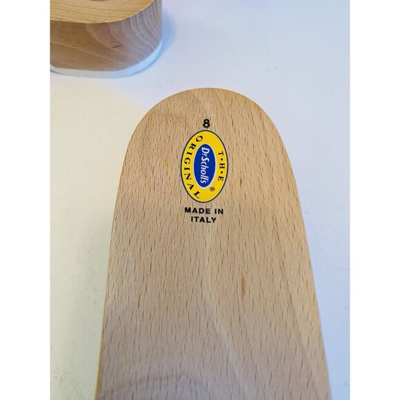 Dr Scholls Women Size 8 M Wood Exercise Clog Sandal Blue Vinyl Slide Shoe New - Picture 6 of 12